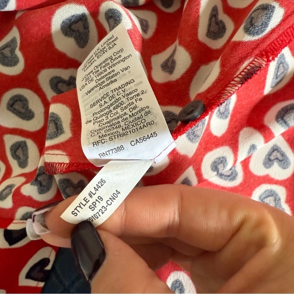 J Crew Heart Print Wrap Blouse Top Size Large - Picture 8 of 12